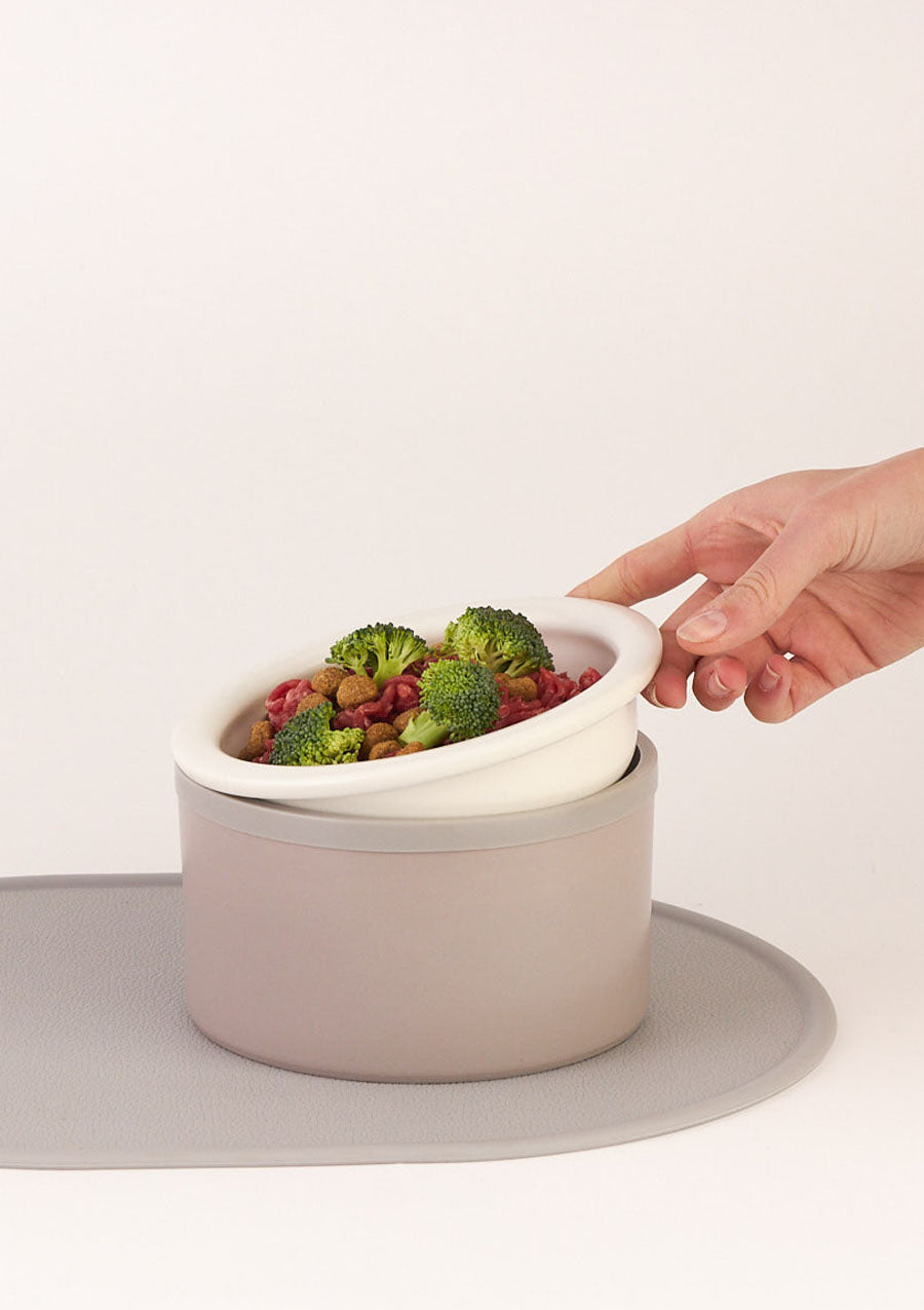 Dog Bowl Set - Grey & White
