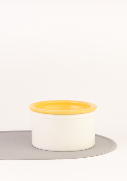 Dog Bowl Set - White & Yellow