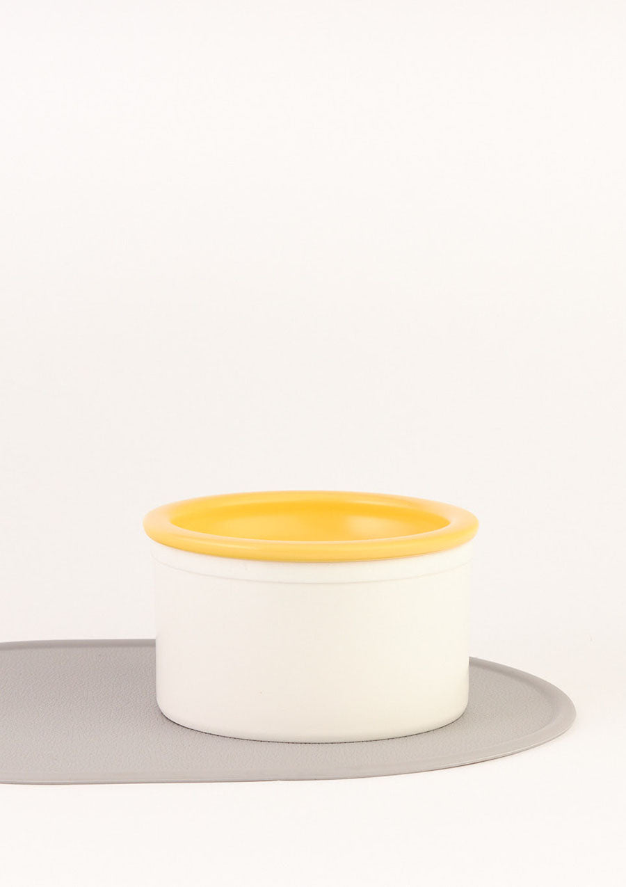 Dog Bowl Set - White &amp; Yellow